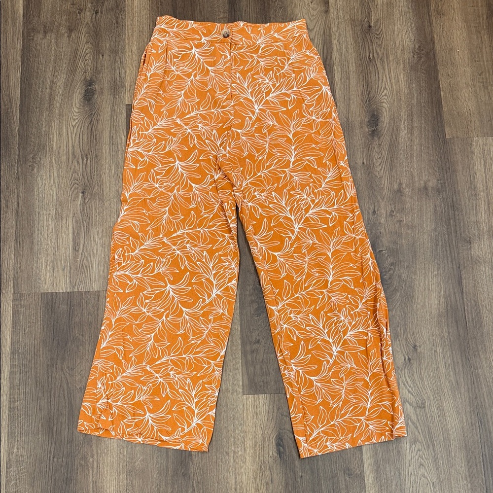 Skies Are Blue Terracotta Leaf Pattern Trousers